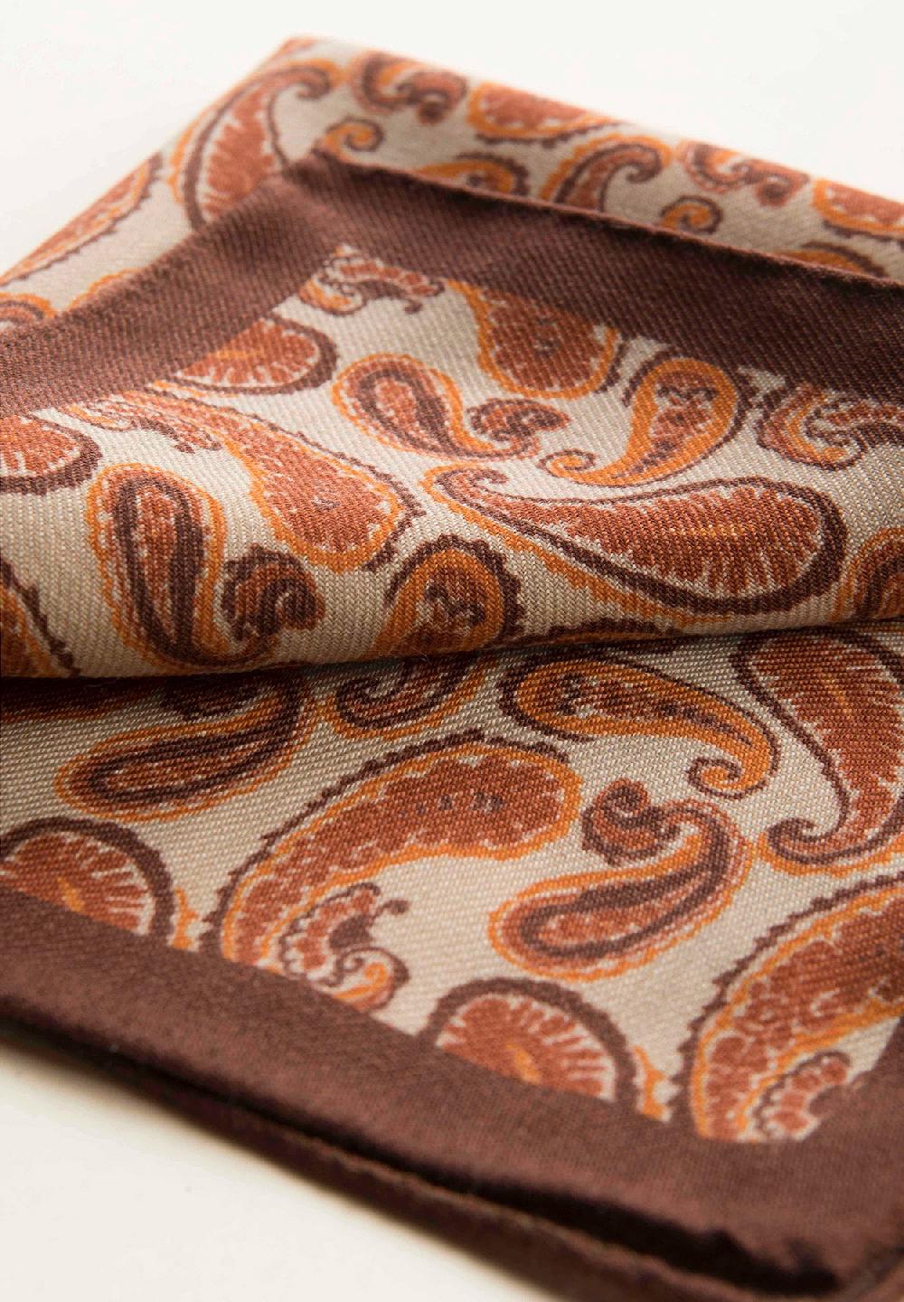 Angelico Pochette beige arancione fantasia cashmere lana 50% di sconto per tempo limitato