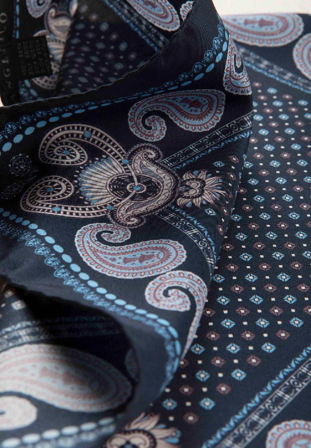 Angelico Pochette blu azzurra fantasia cashmere seta Sconti questo mese