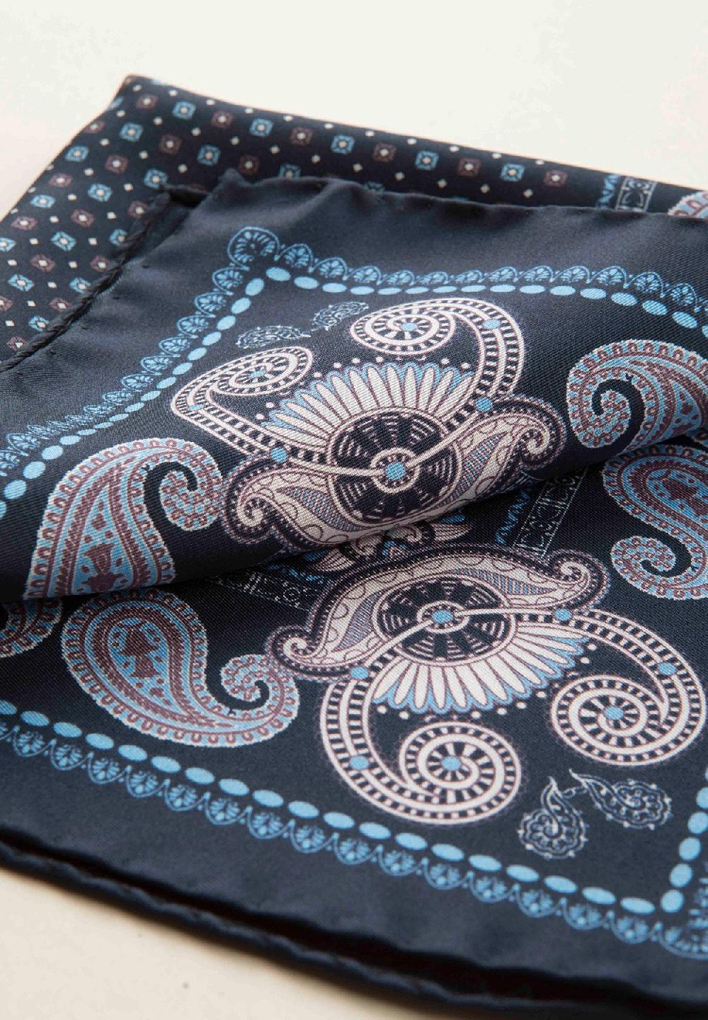 Angelico Pochette blu azzurra fantasia cashmere seta Sconti questo mese