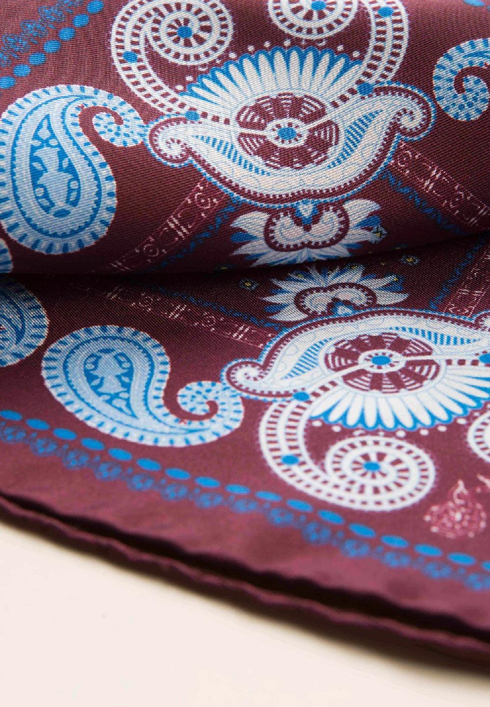 Angelico Pochette bordeaux azzurra fantasia cashmere seta Italy