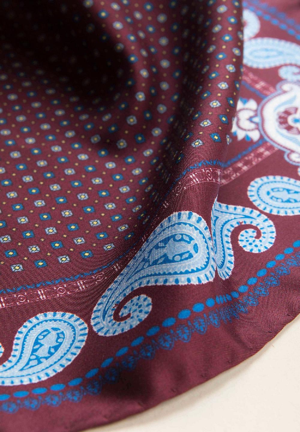 Angelico Pochette bordeaux azzurra fantasia cashmere seta Italy