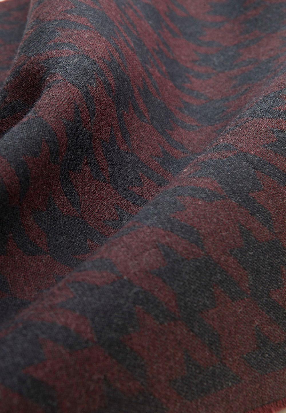 Angelico Sciarpa blu bordeaux pied de poulè lana vergine Pezzi Unici