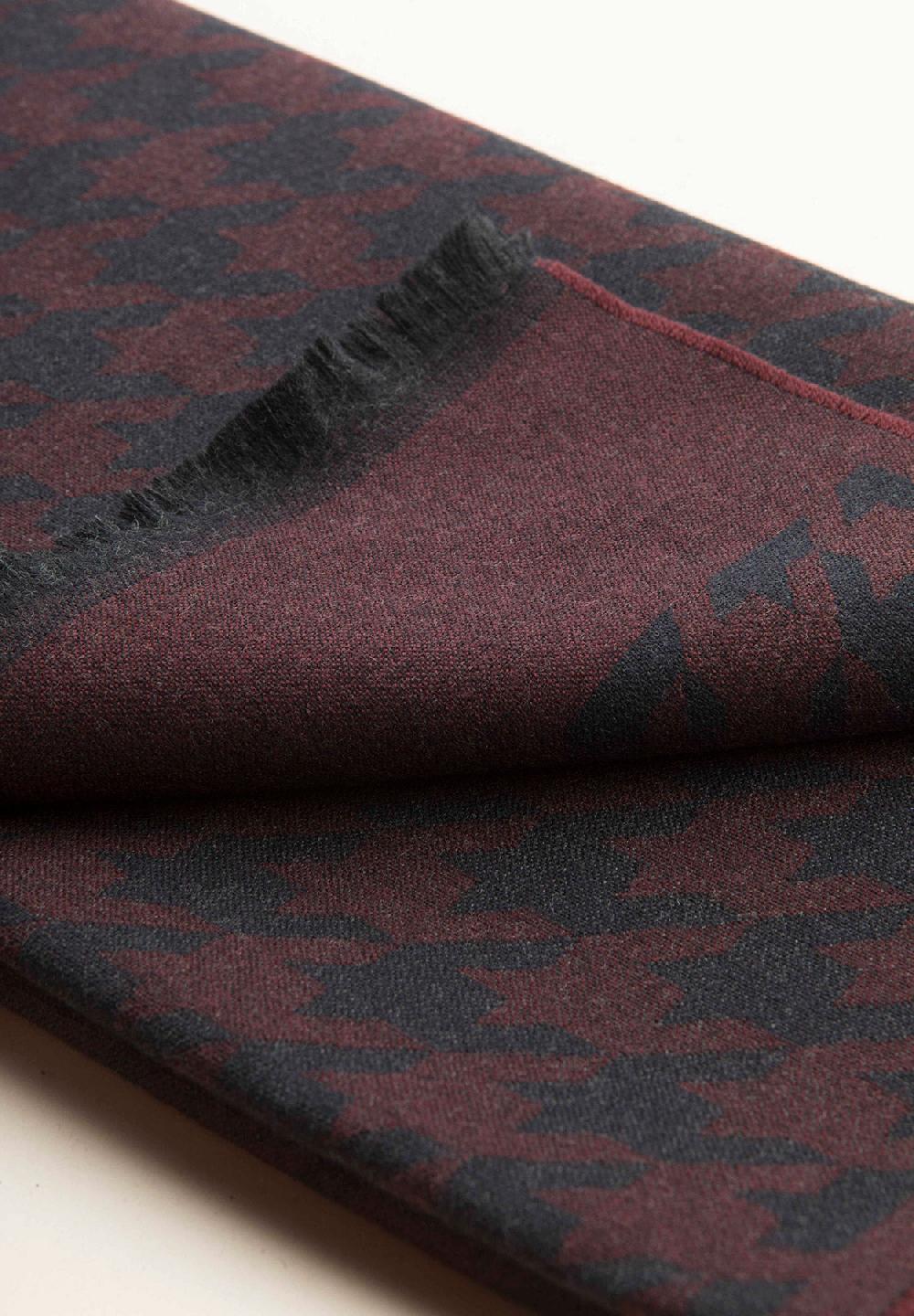 Angelico Sciarpa blu bordeaux pied de poulè lana vergine Pezzi Unici