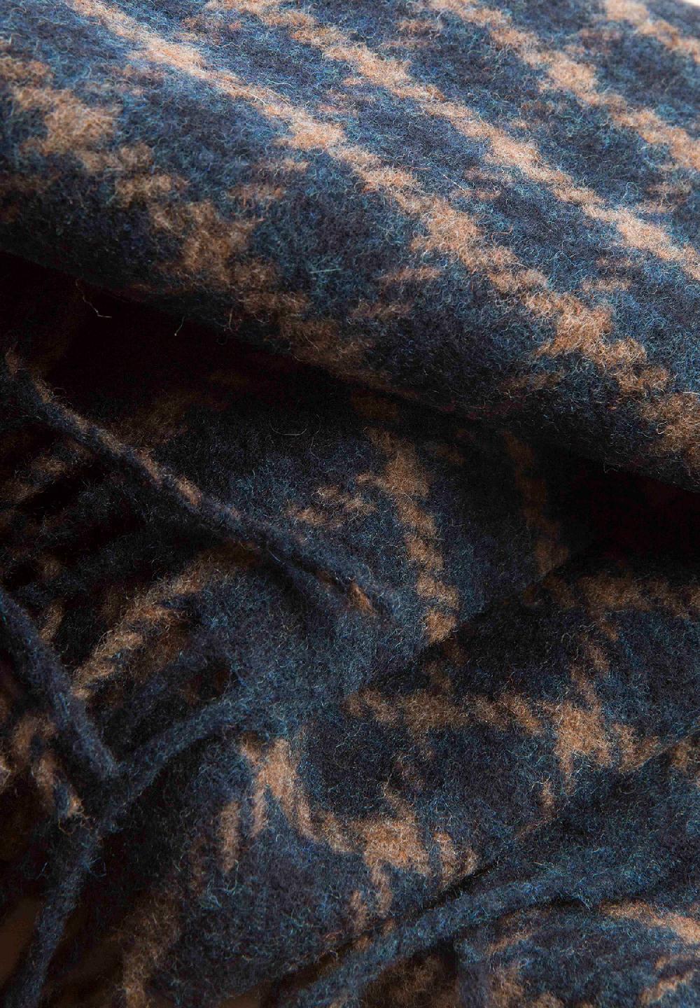 Angelico Sciarpa blu quadretti frange lana vergine Shopping Online