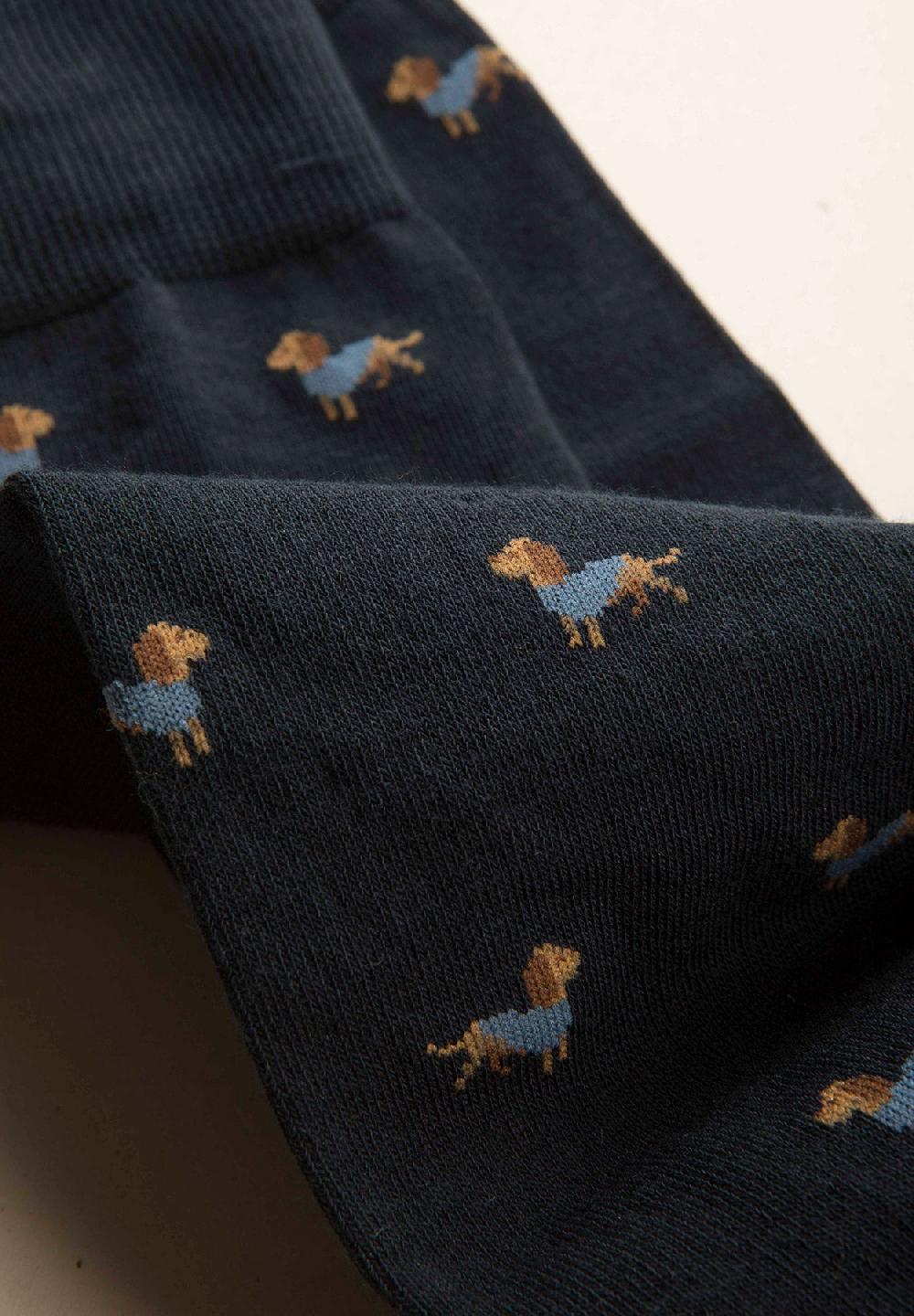 Angelico Calza blu scuro fantasia cani cotone stretch Convenienza