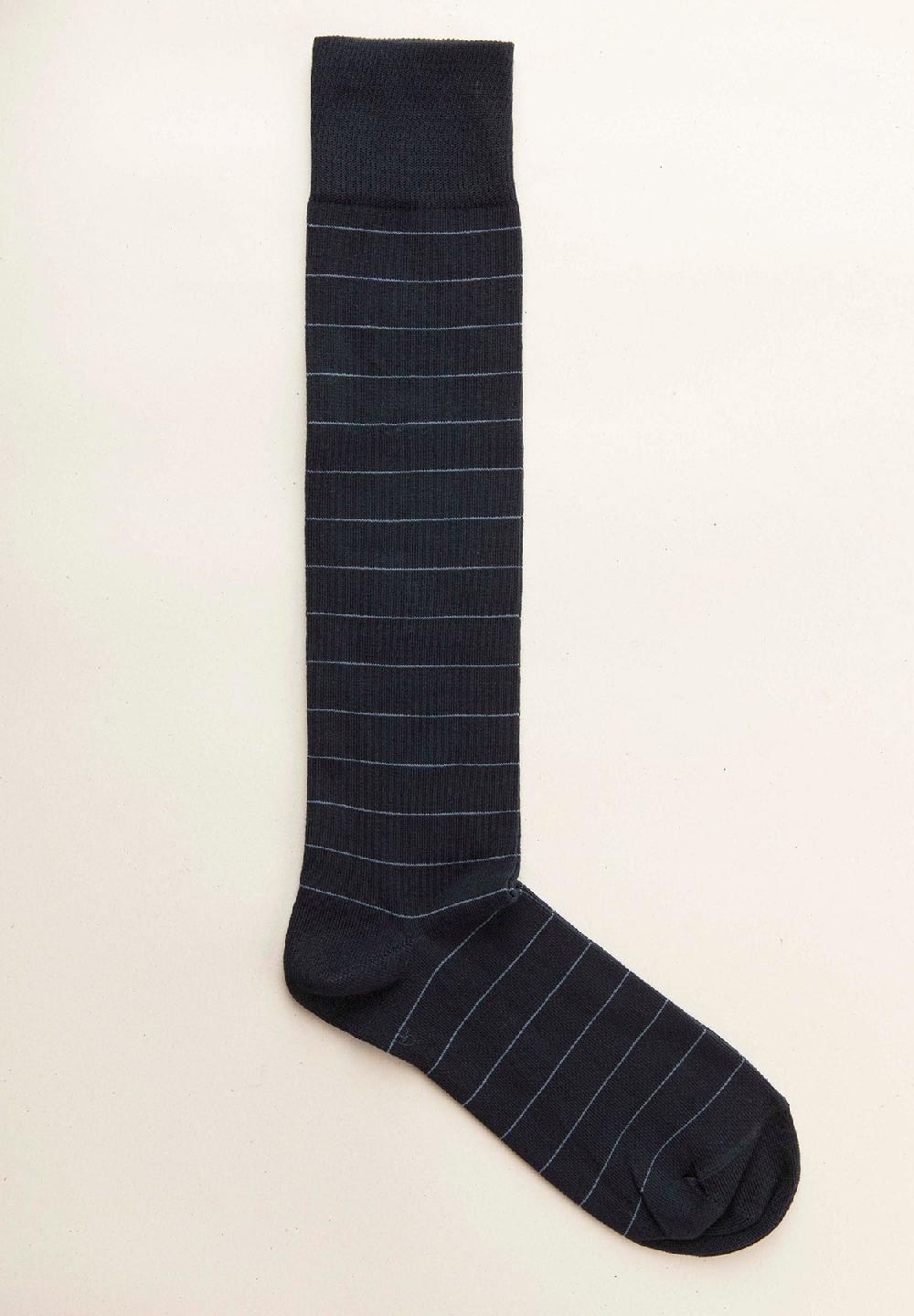 Angelico Calza blu notte righe cotone stretch Sconto