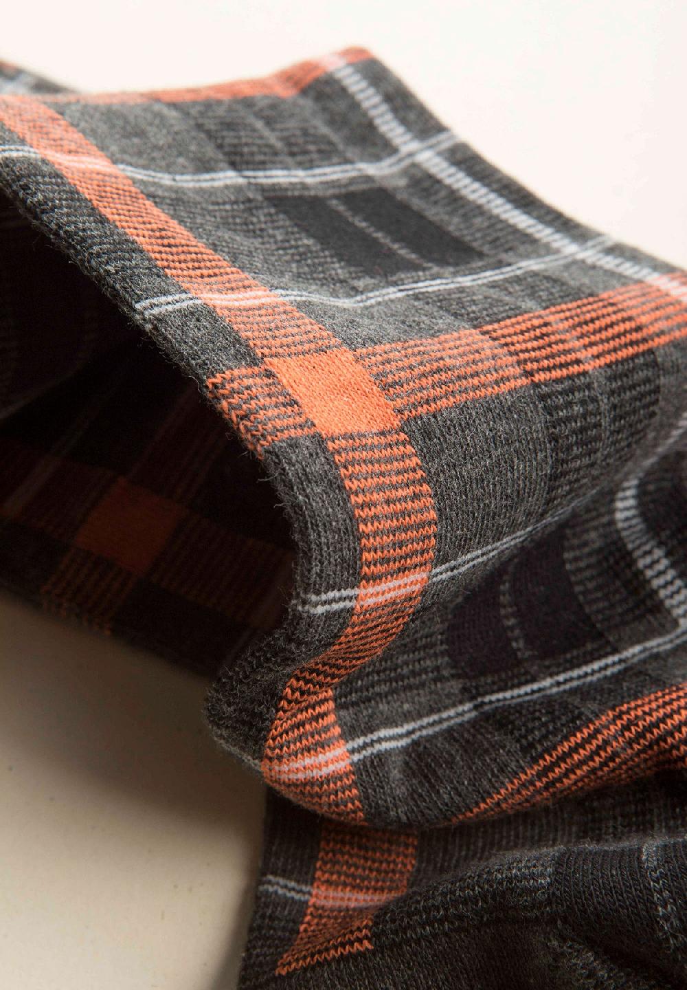 Angelico Calza antracite quadri arancioni cotone stretch Offerta
