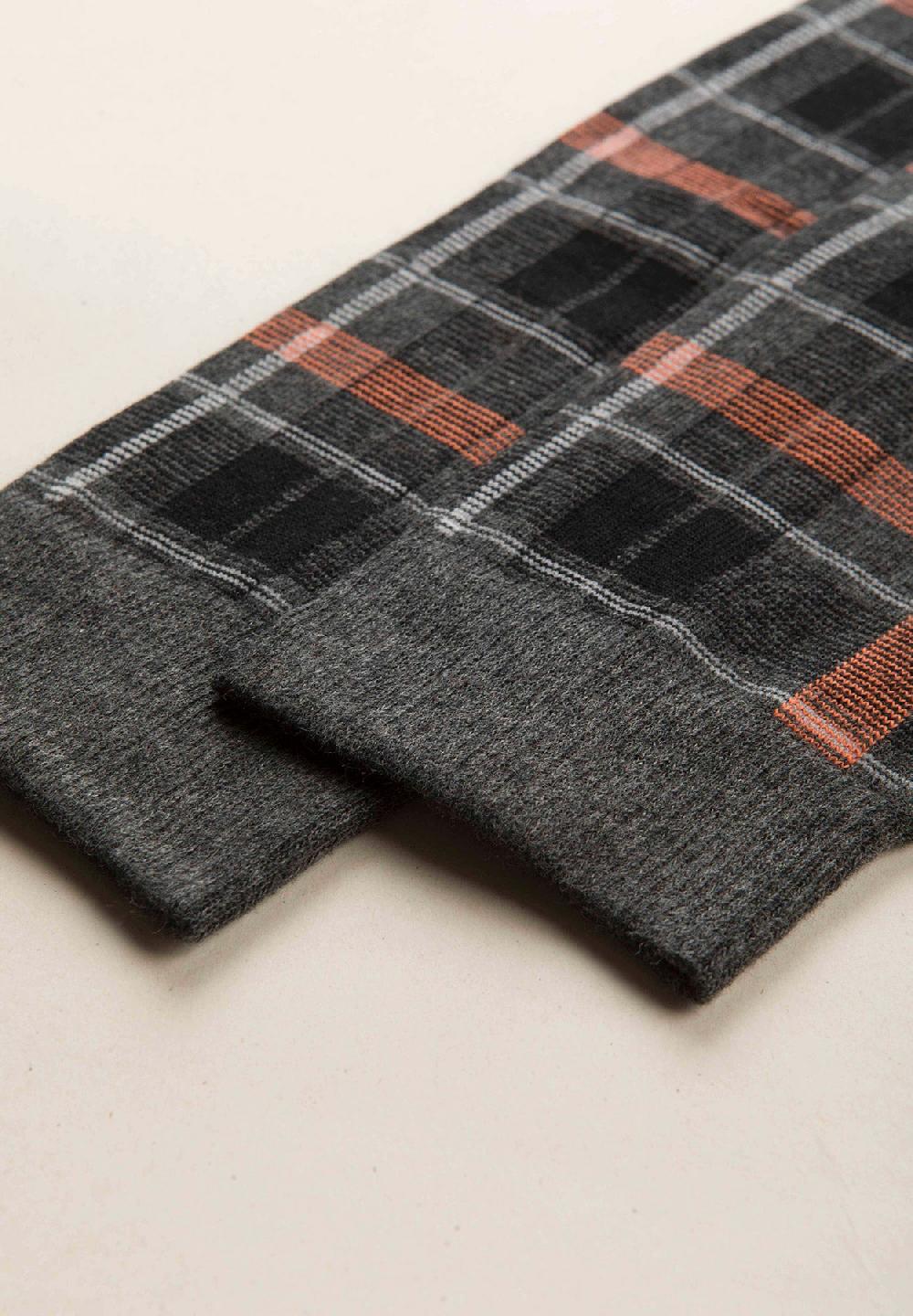 Angelico Calza antracite quadri arancioni cotone stretch Offerta