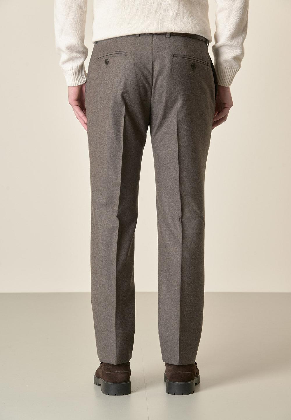 Angelico Pantalone marrone flanella lana vergine custom fit Offerte