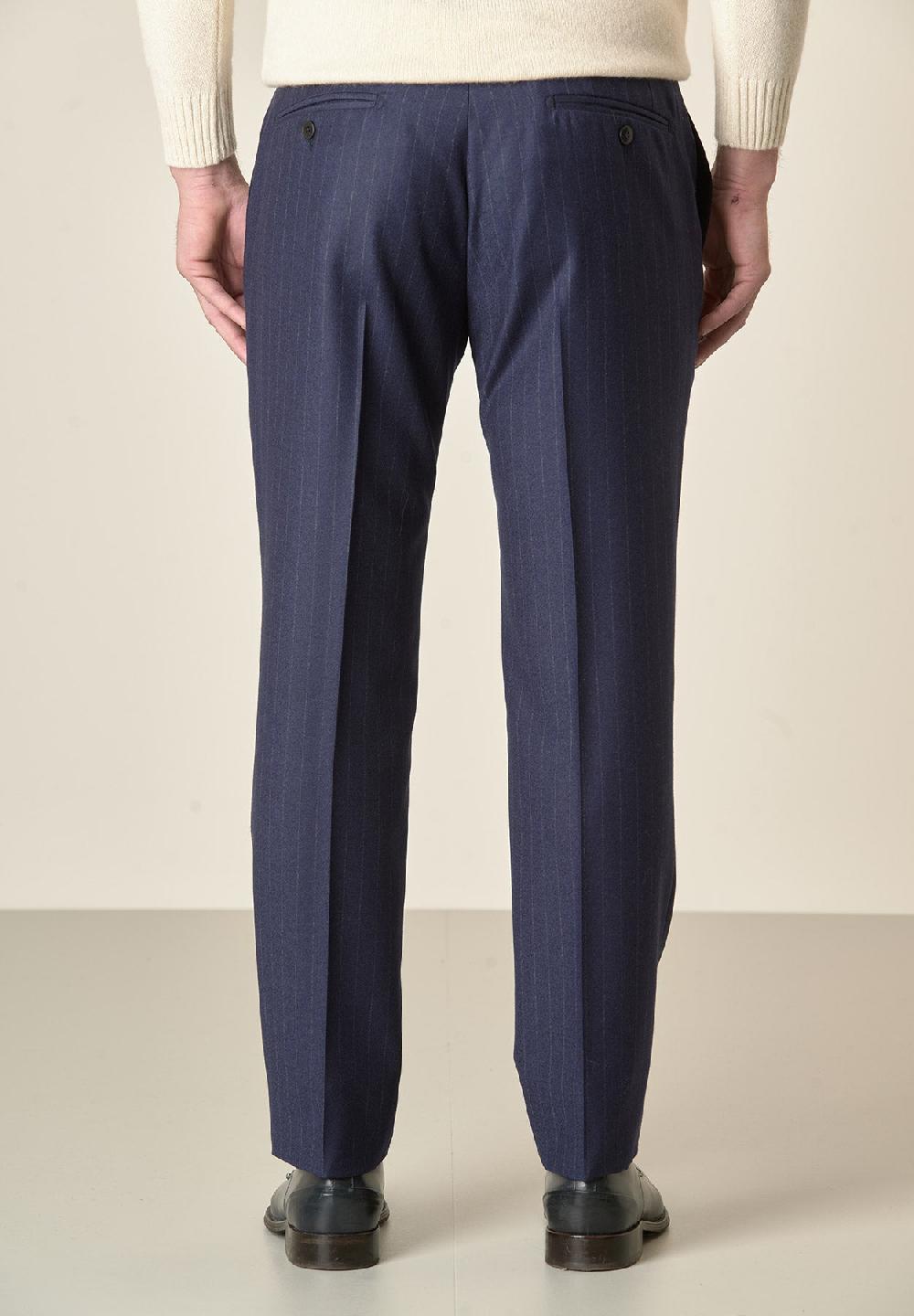 Angelico Pantalone blu gessato lana vergine custom fit Hotsell