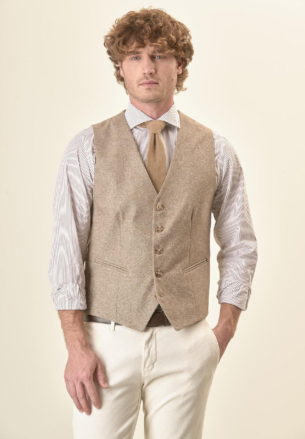 Angelico Gilet beige knickerbocker custom fit Vendita Calda