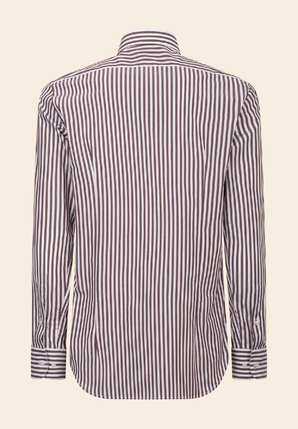 Angelico Camicia marrone bianca bacchettina cotone slim fit In Saldo