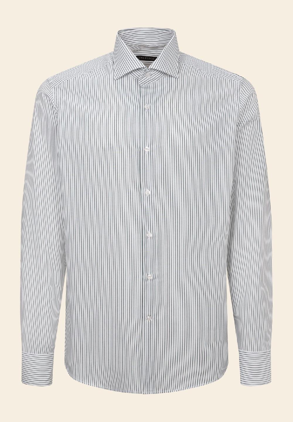 Angelico Camicia verde bianco rigata cotone regular fit Nuova