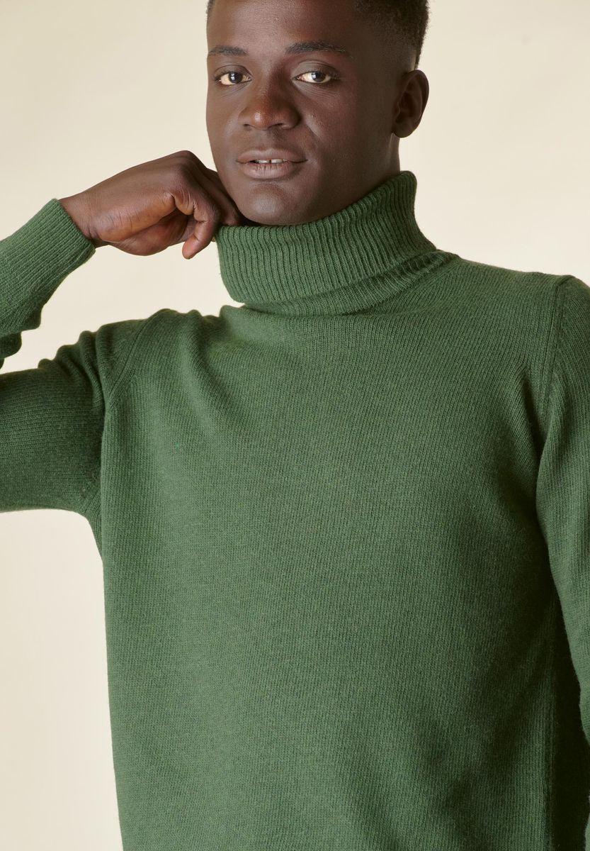 Angelico Dolcevita verde loden mano-cashmere Offerta esclusiva