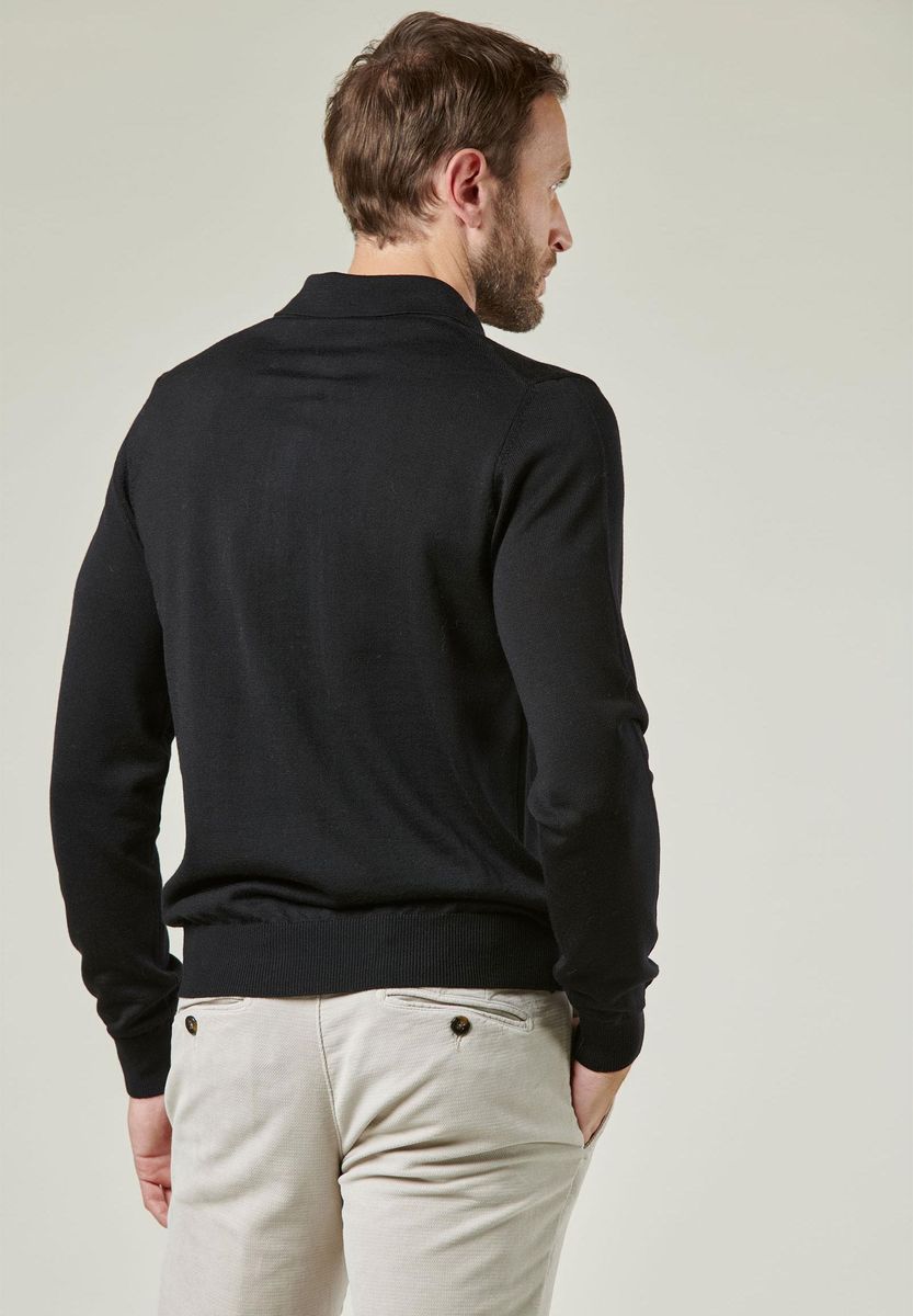 Angelico Polo in maglia nera merino Lana Gatto Offerta natalizia