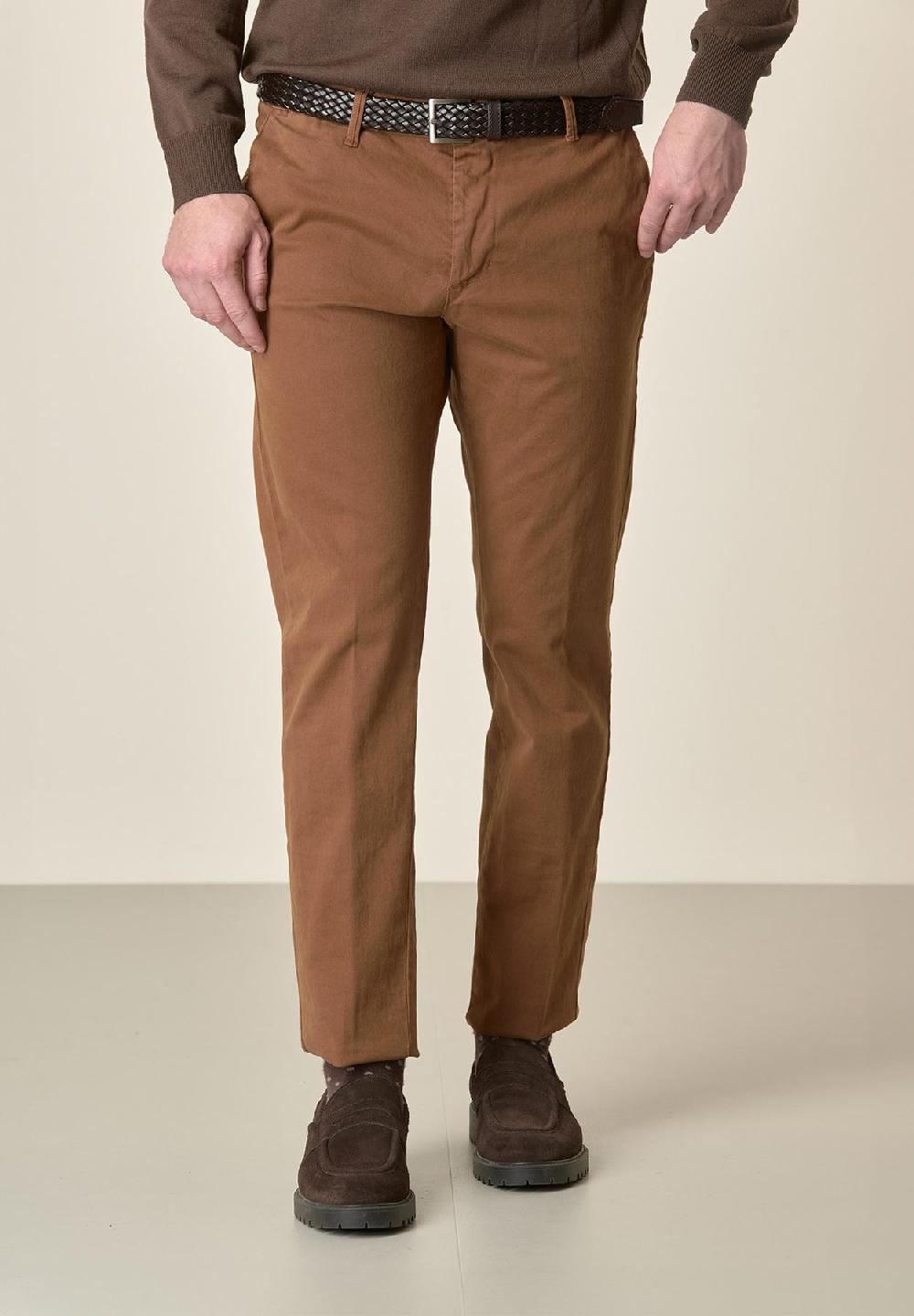 Angelico Pantalone cappuccino gabardina cotone stretch slim fit Online Outlet