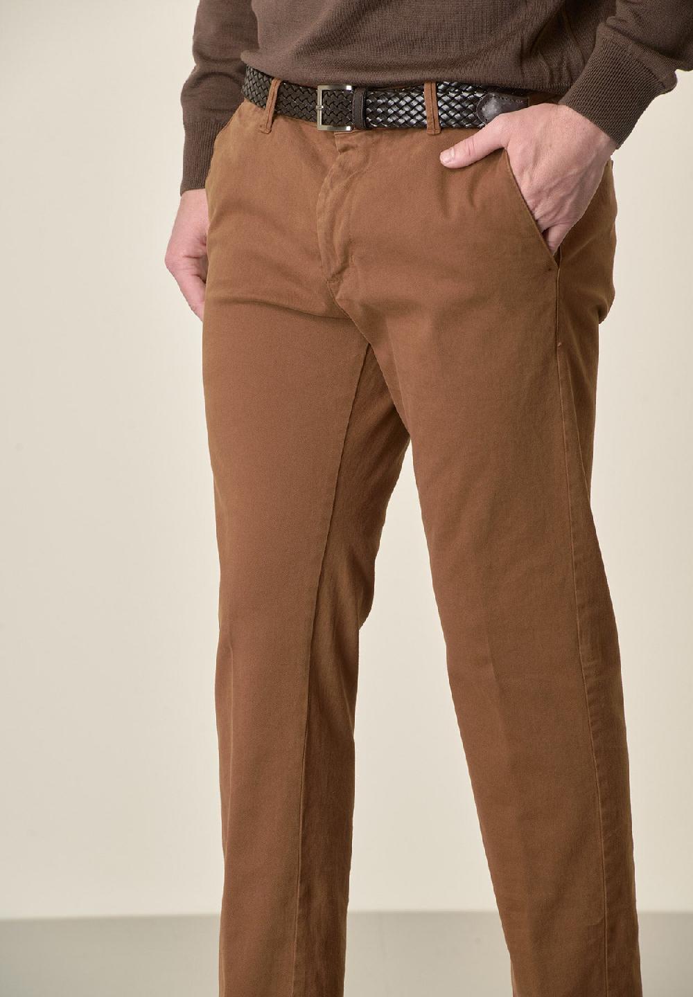 Angelico Pantalone cappuccino gabardina cotone stretch slim fit Online Outlet