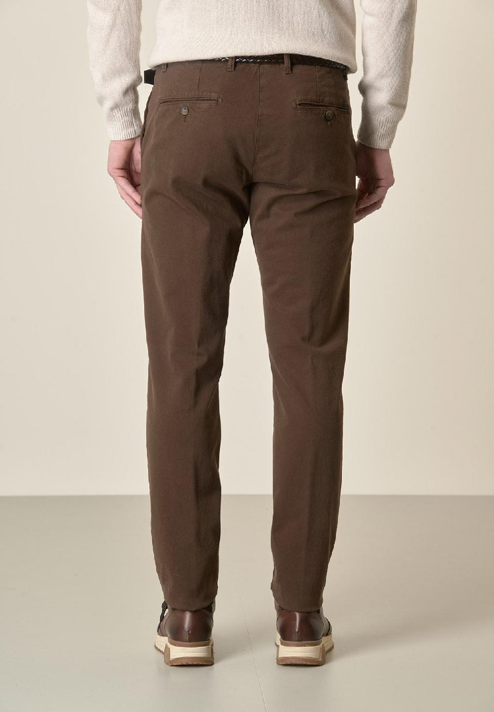 Angelico Pantalone moro gabardina cotone stretch slim fit Offerta temporanea