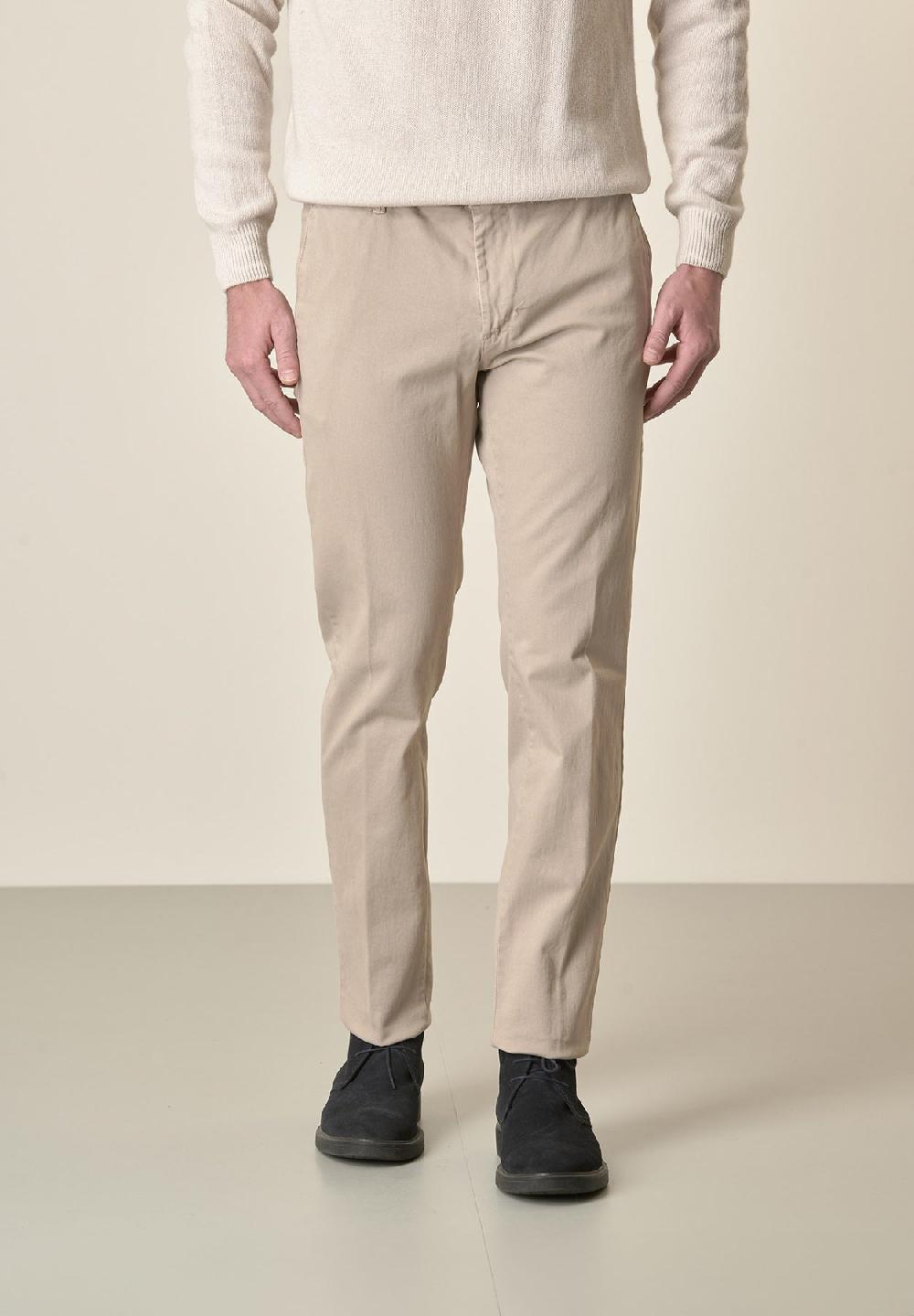Angelico Pantalone beige gabardina cotone stretch slim fit Offerte esclusive