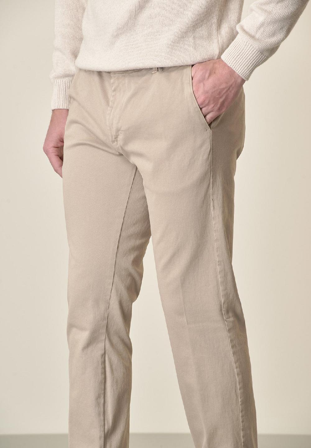 Angelico Pantalone beige gabardina cotone stretch slim fit Offerte esclusive