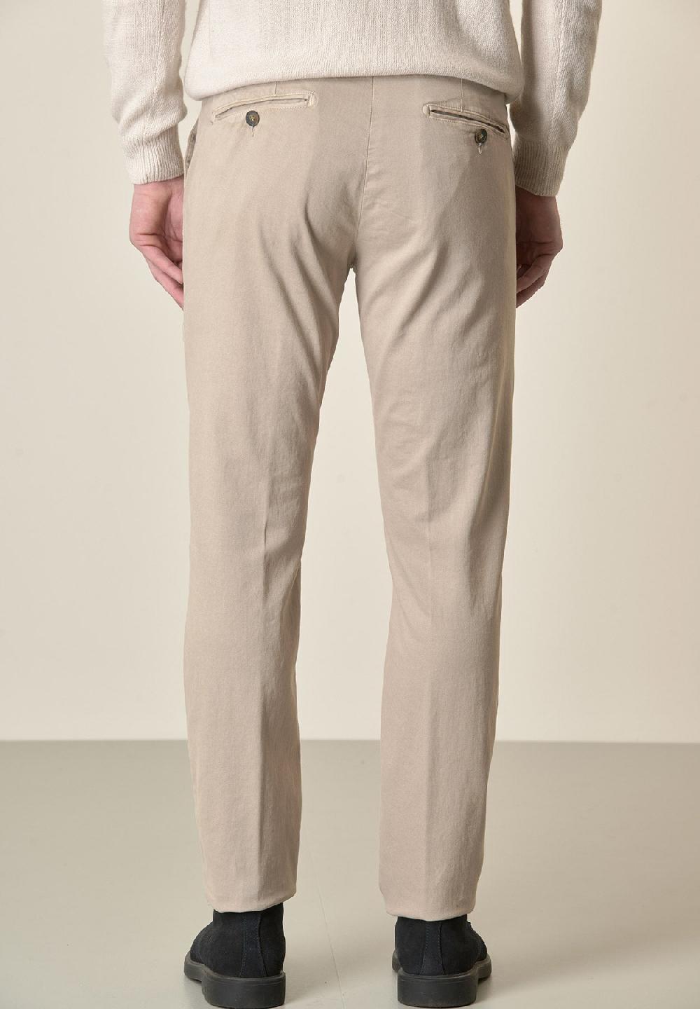 Angelico Pantalone beige gabardina cotone stretch slim fit Offerte esclusive