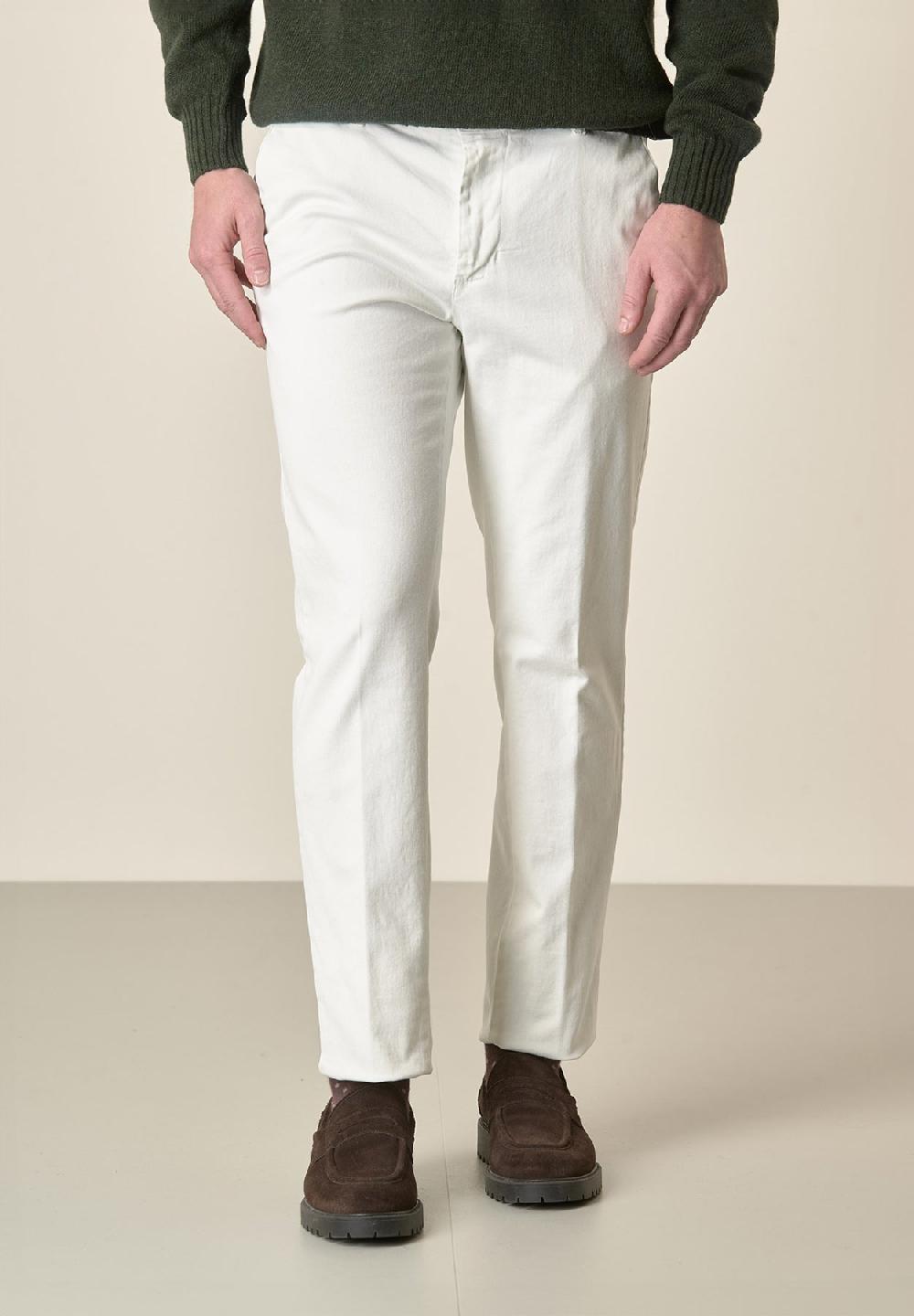 Angelico Pantalone panna gabardina cotone stretch slim fit Lightning offer