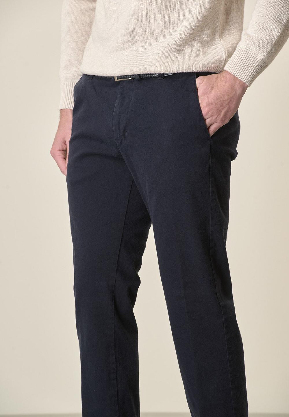 Angelico Pantalone blu gabardina cotone stretch slim fit Nuovi prodotti