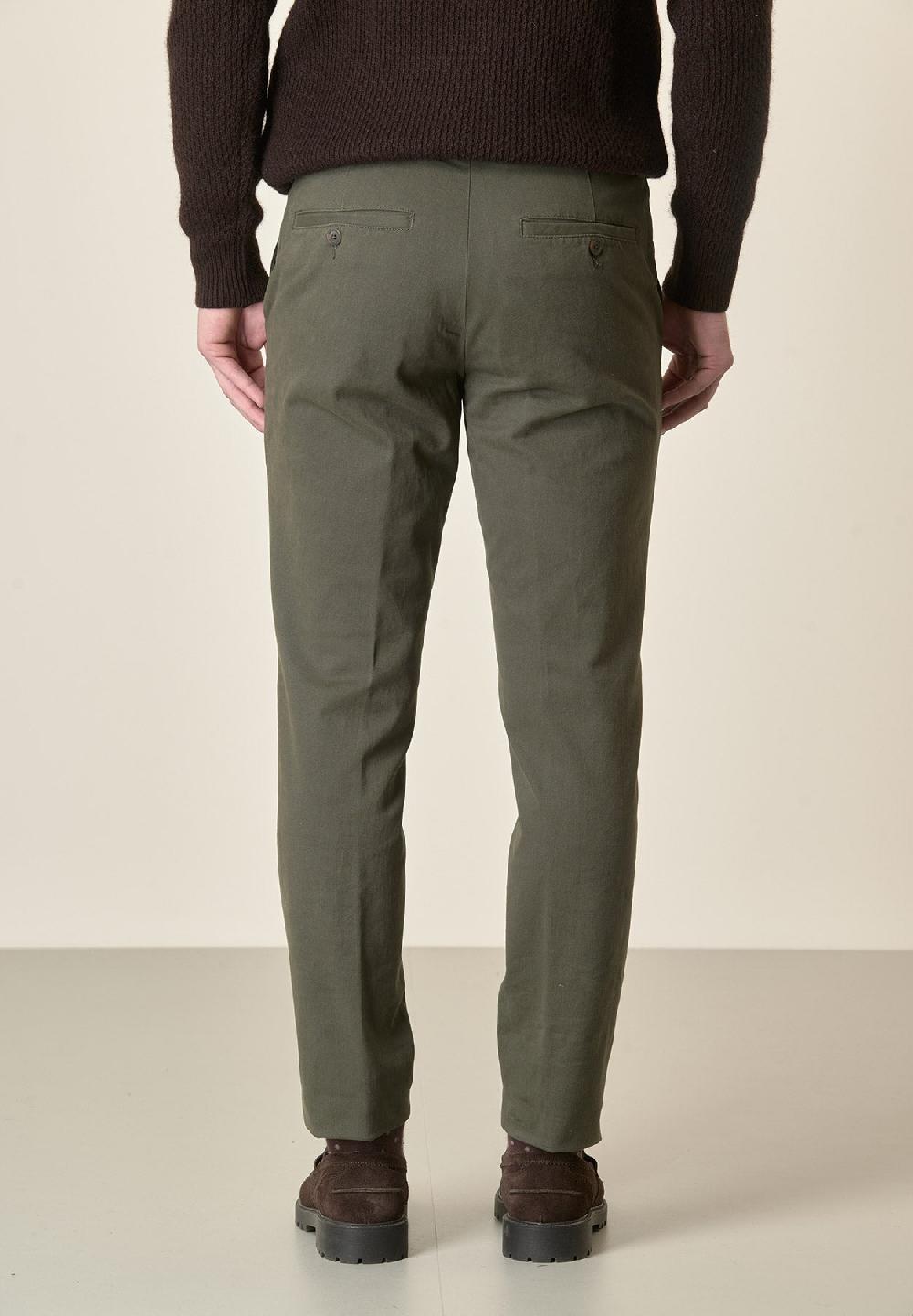 Angelico Pantalone verde militare sartoriale gabardina cotone regular fit Bestseller