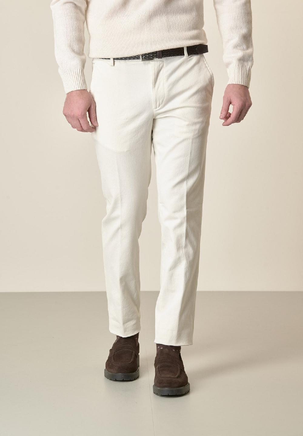 Angelico Pantalone burro sartoriale gabardina cotone regular fit Liquidazione