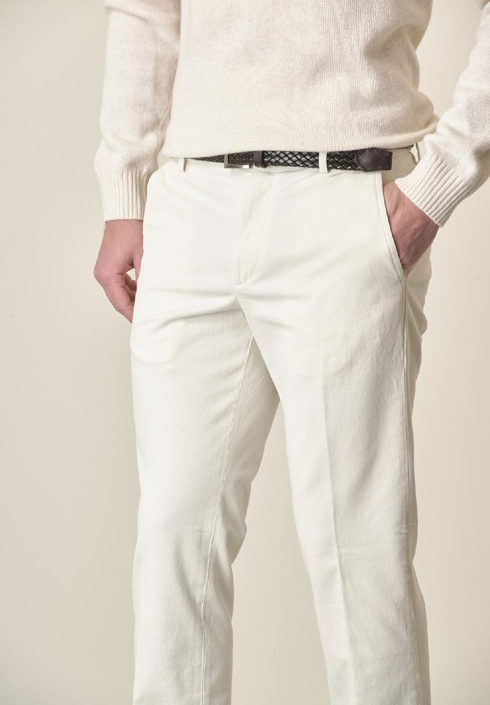 Angelico Pantalone burro sartoriale gabardina cotone regular fit Liquidazione
