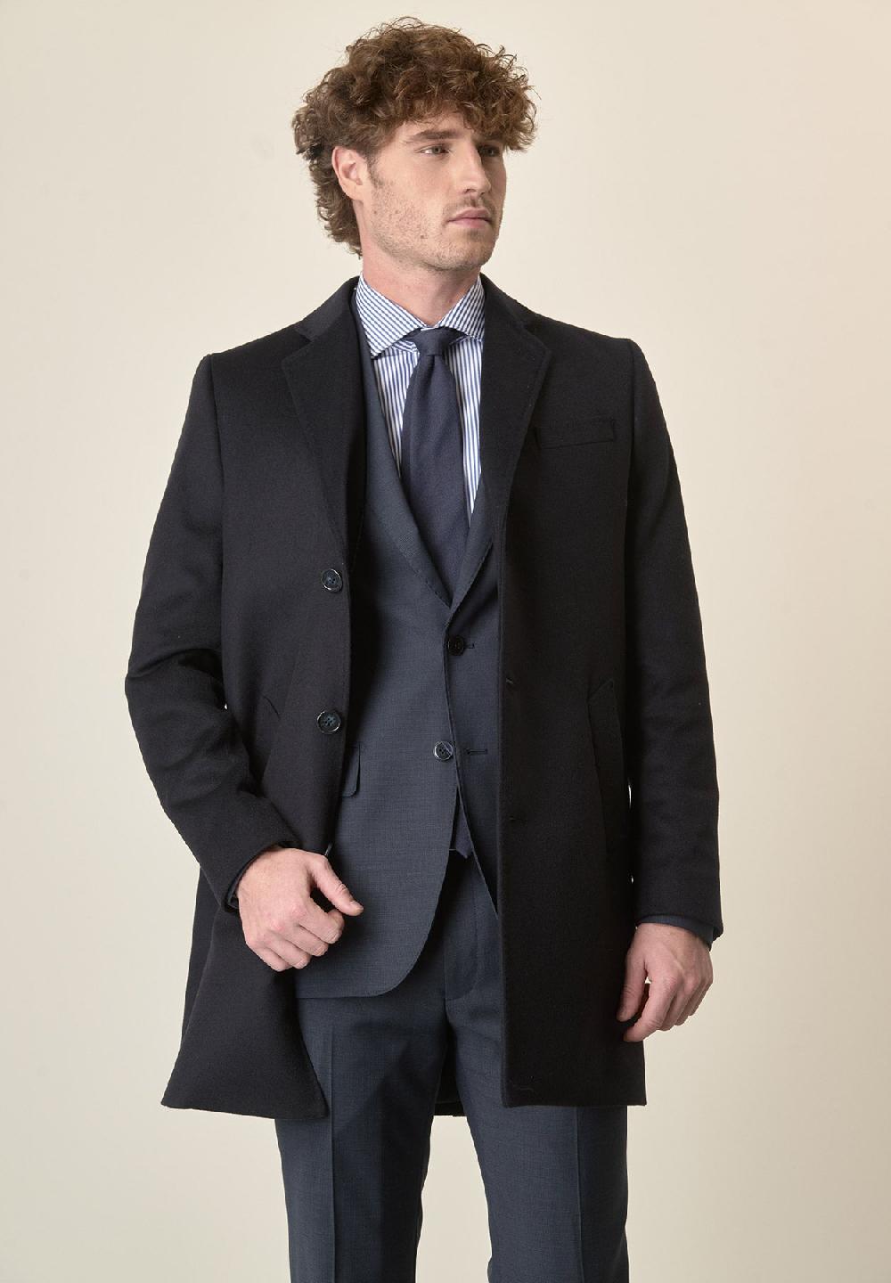 Angelico Cappotto blu misto cashmere pettorina staccabile Comprane uno, ottenene uno gratis