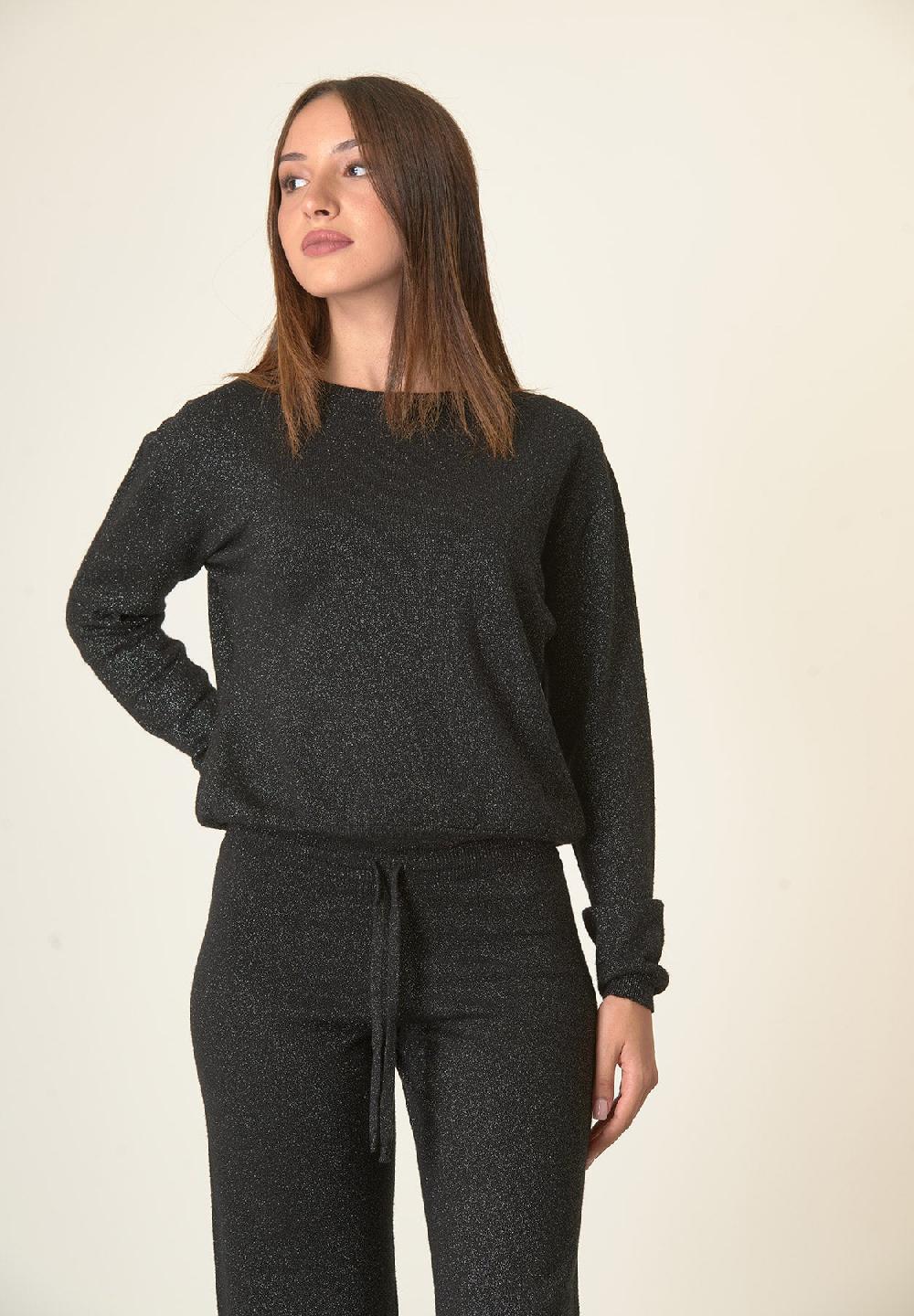 Angelico Girocollo nero lurex fine ACQUISTA ORA