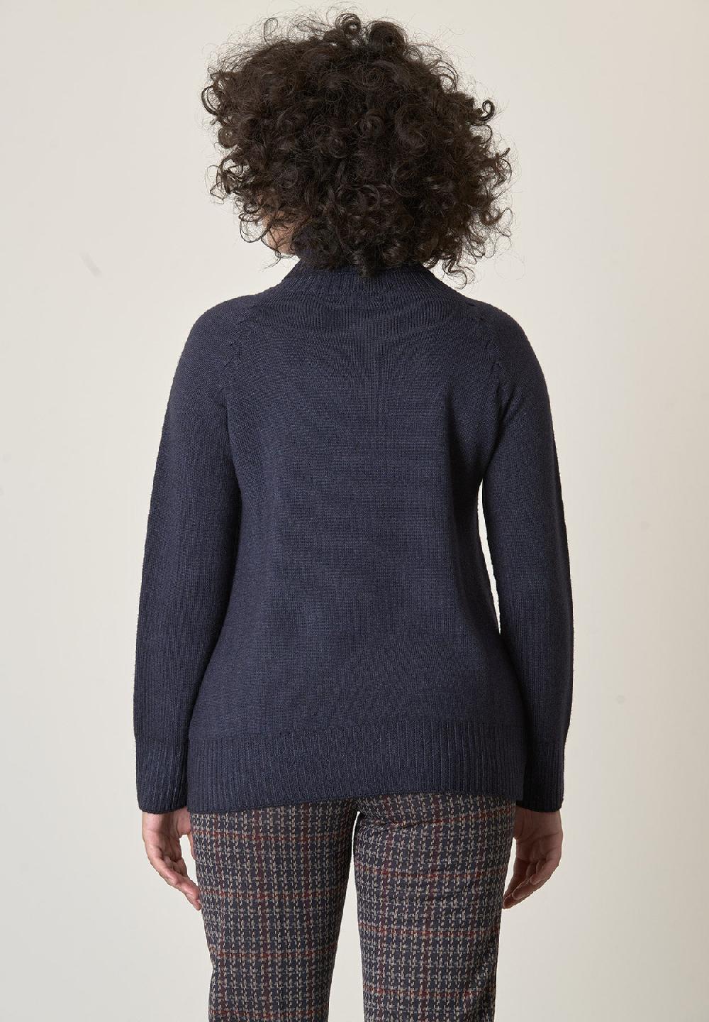 Angelico Dolcevita blu lana merinos treccia raglan Promozione temporanea