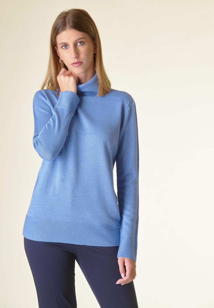 Angelico Dolcevita azzurro bordi alti lavorati Fino al 60% di sconto