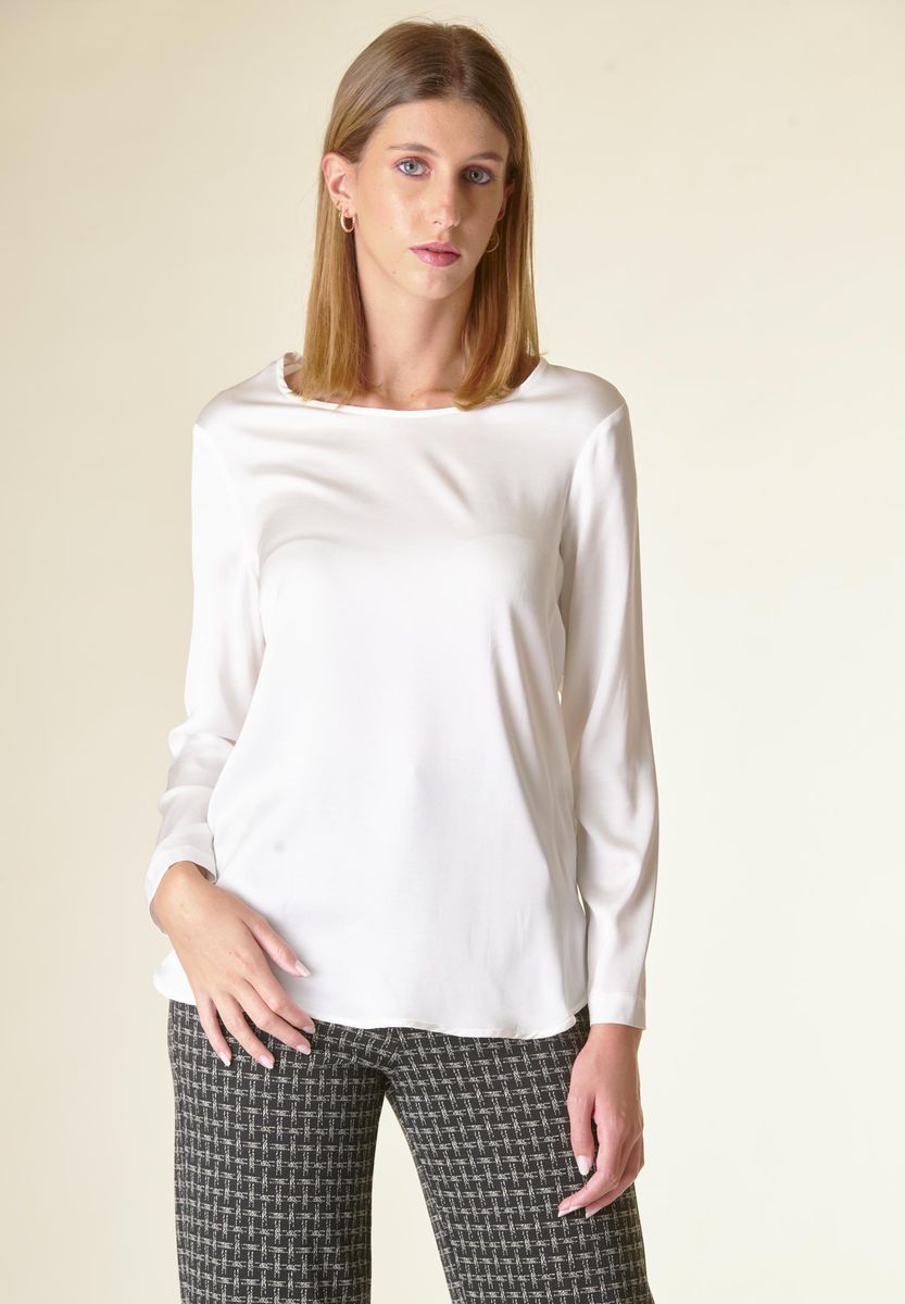 Angelico Blusa panna manica lunga raso viscosa Only for today