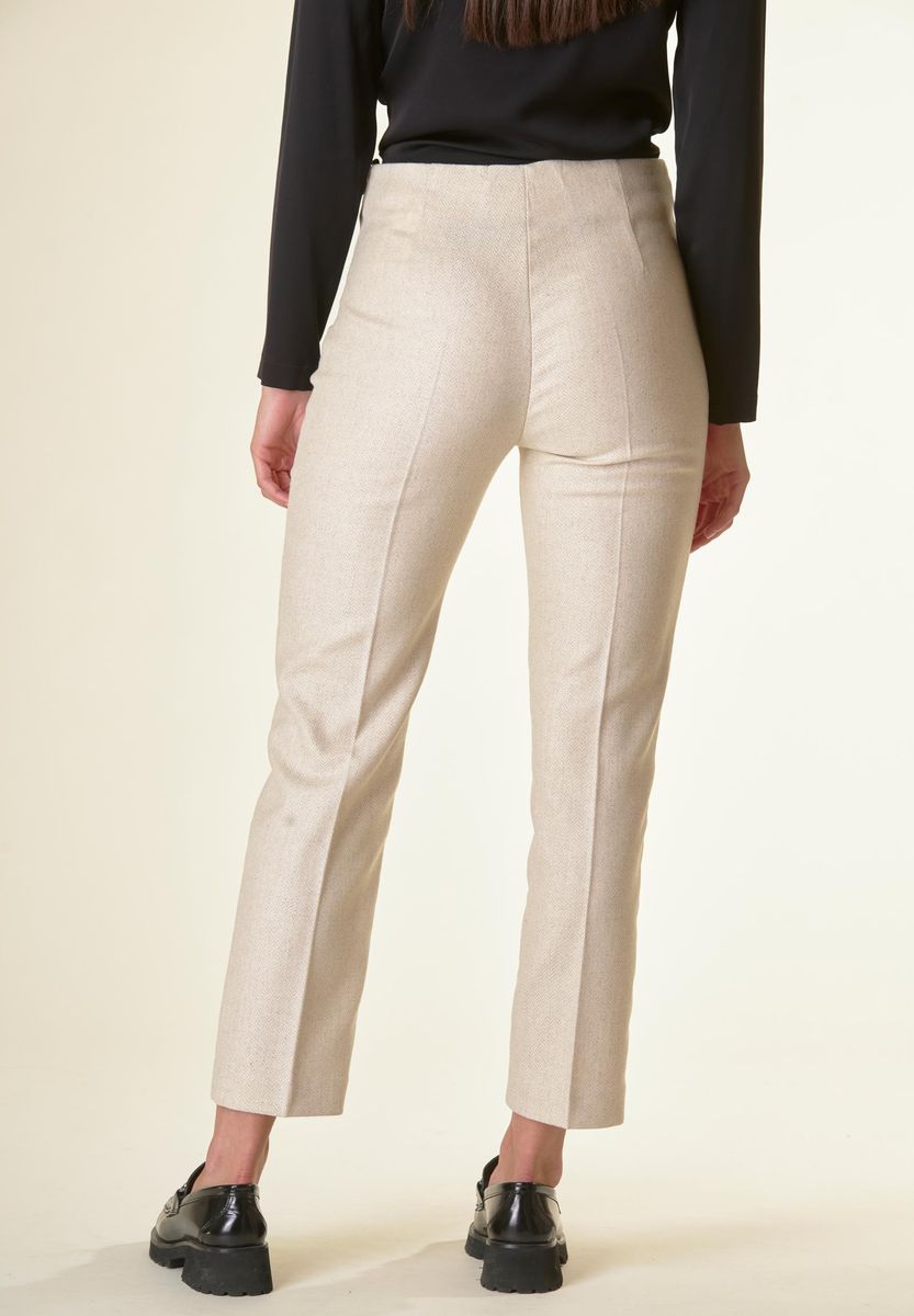 Angelico Pantalone beige spigato sigaretta lana Offerta speciale della fabbrica
