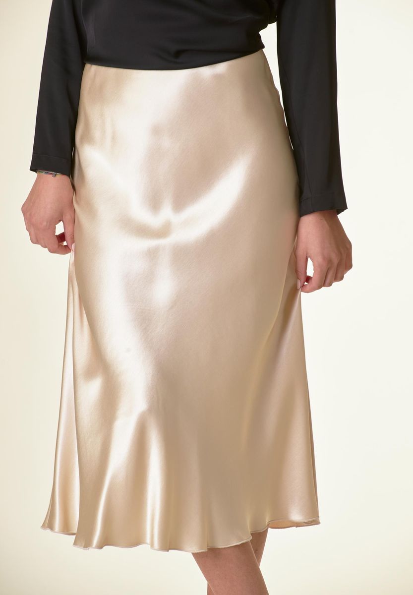 Angelico Longuette avorio satin svasata Discount Store per i nuovi prodotti