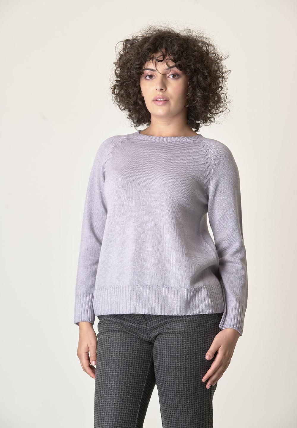 Angelico Girocollo perla lana merinos treccia raglan Super sconto
