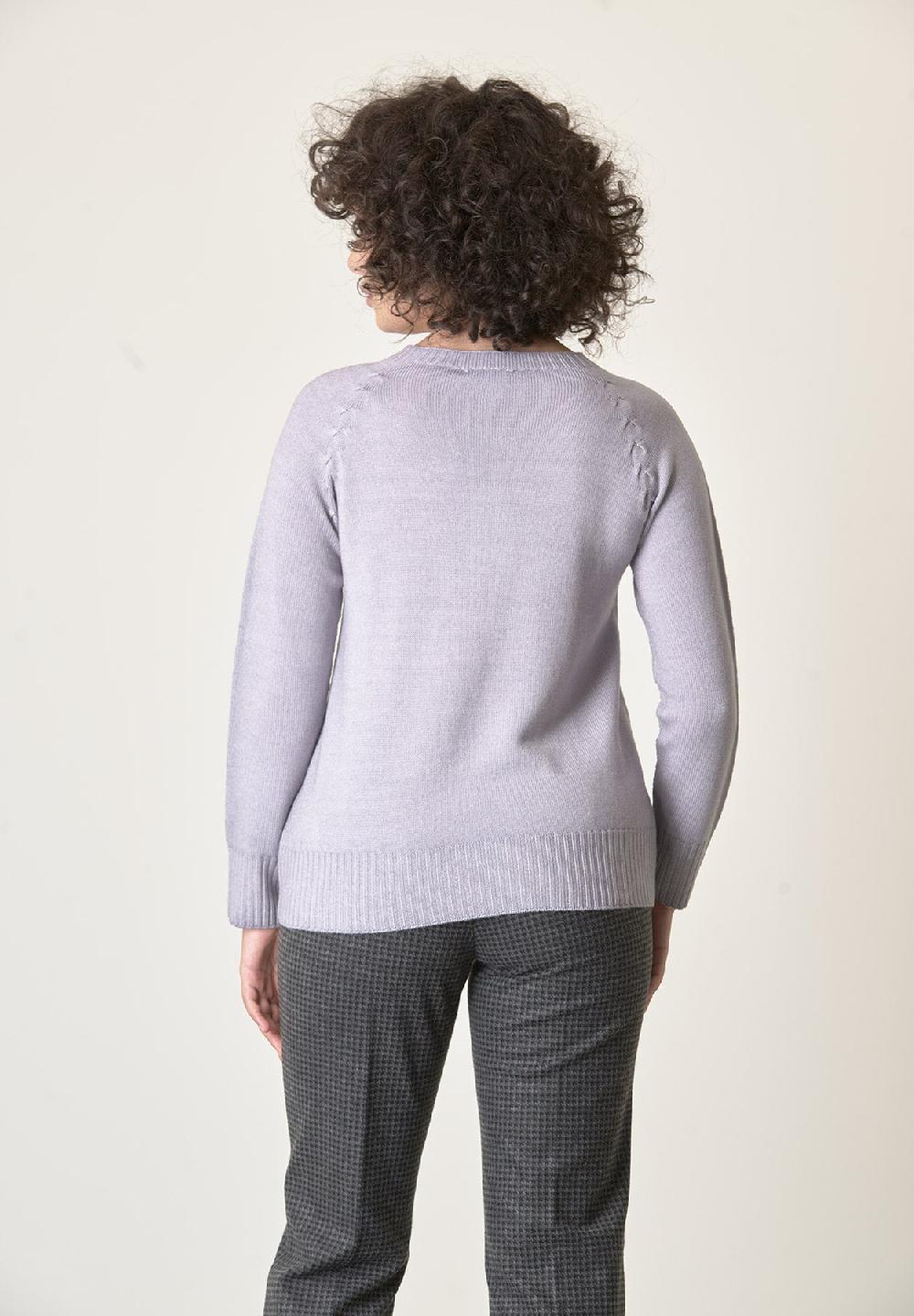 Angelico Girocollo perla lana merinos treccia raglan Super sconto