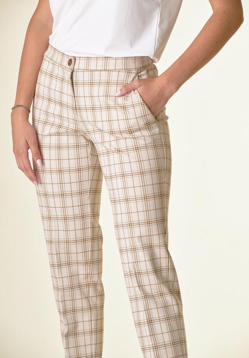 Angelico Pantalone panna quadri sigaretta risvolto Trasporto libero internazionale