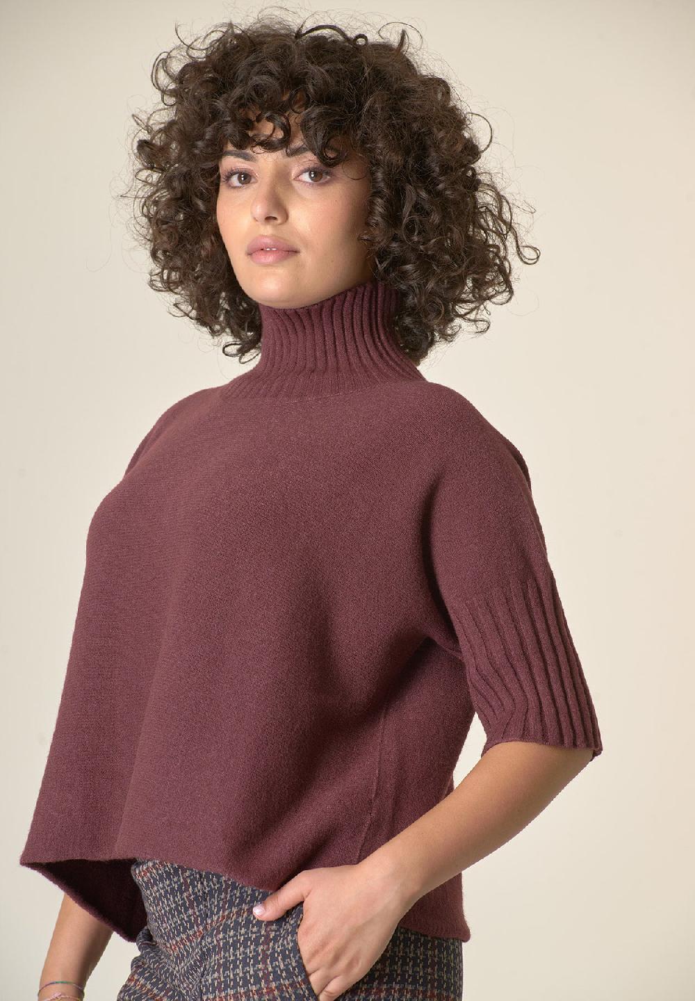 Angelico Lupetto bordeaux soft manica 3/4 Officina