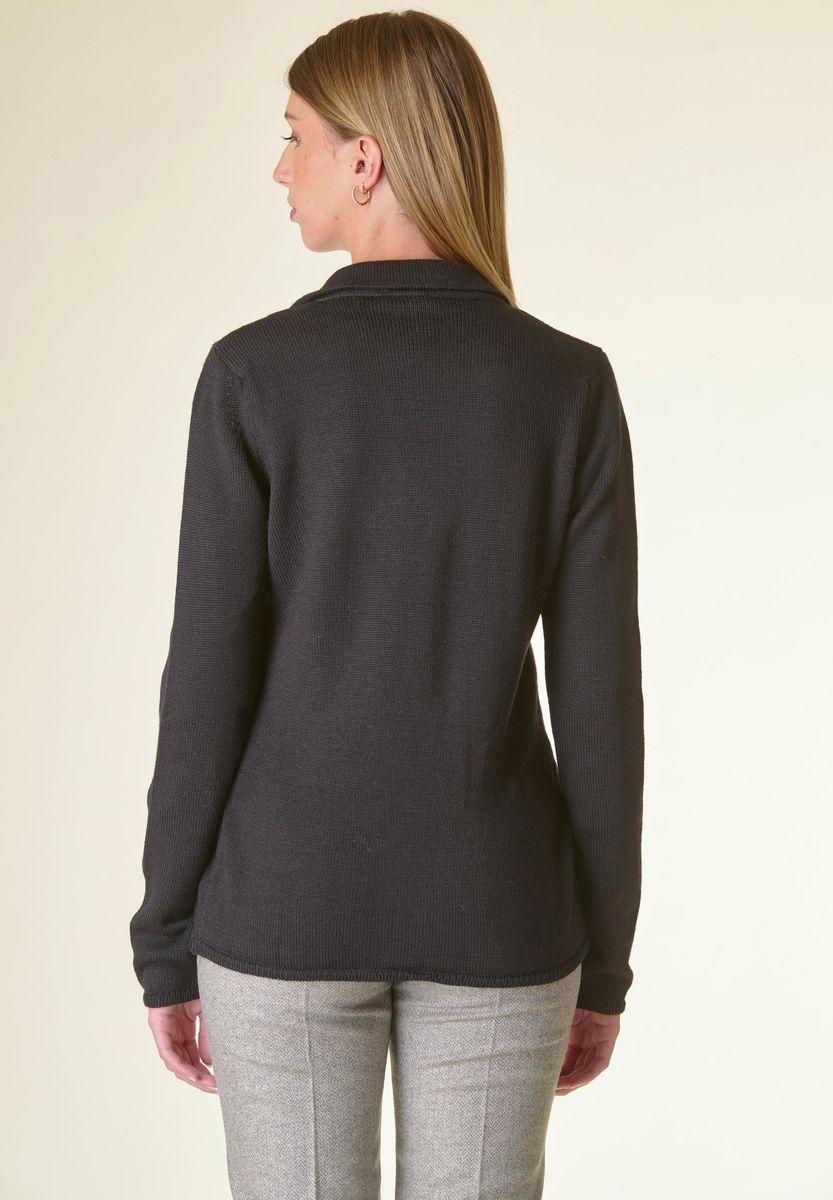 Angelico Cardigan nero 3 bottoni merino Lana-Gatto Italy