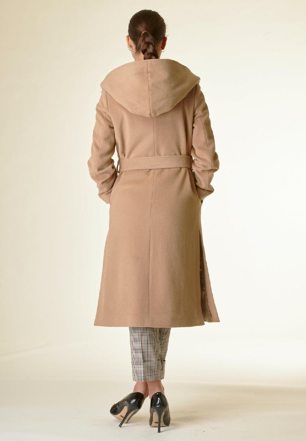 Angelico Cappotto cammello lana cashmere cappuccio Negozi Online