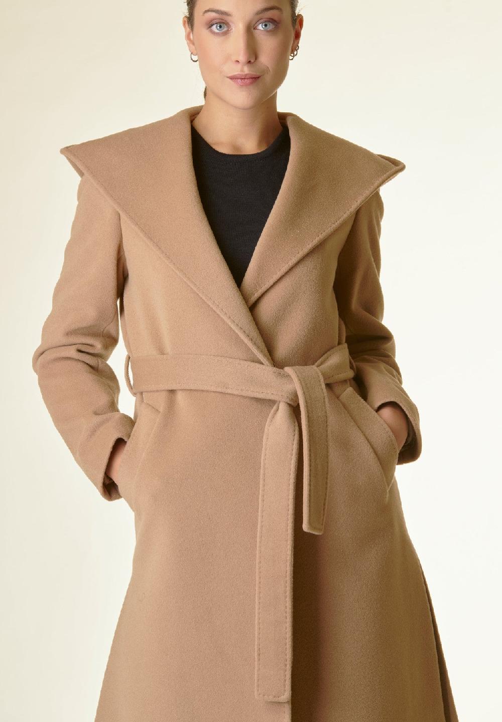 Angelico Cappotto cammello lana cashmere cappuccio Negozi Online