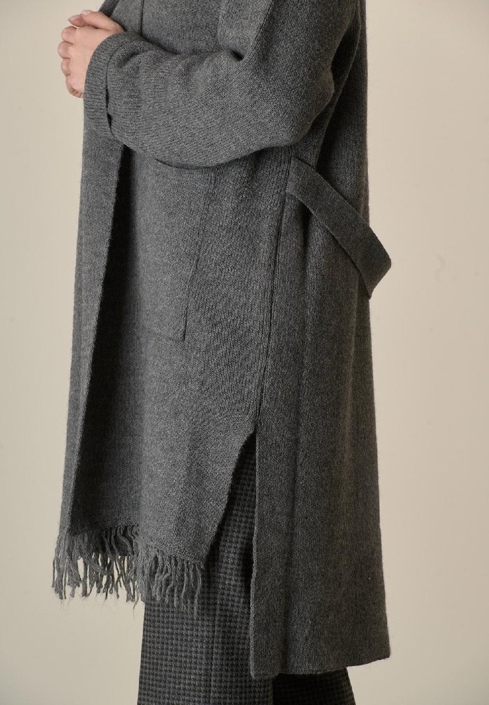 Angelico Cappotto in maglia antracite misto cashmere con frange Fino Al -60%