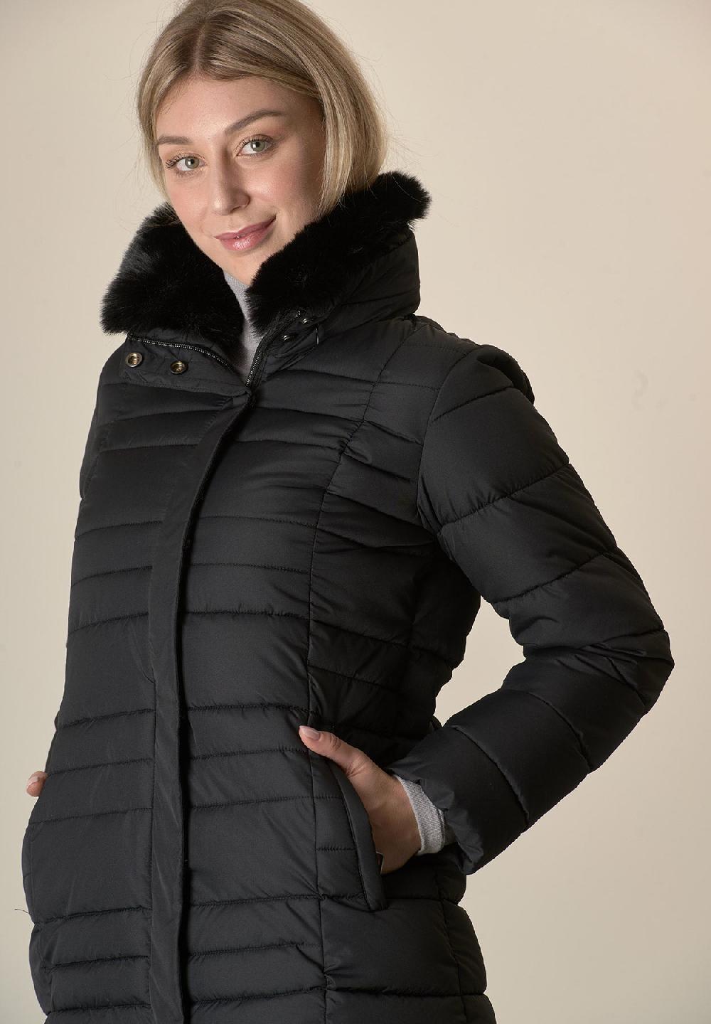 Angelico Piumino nero pelliccia staccabile Shopping Online