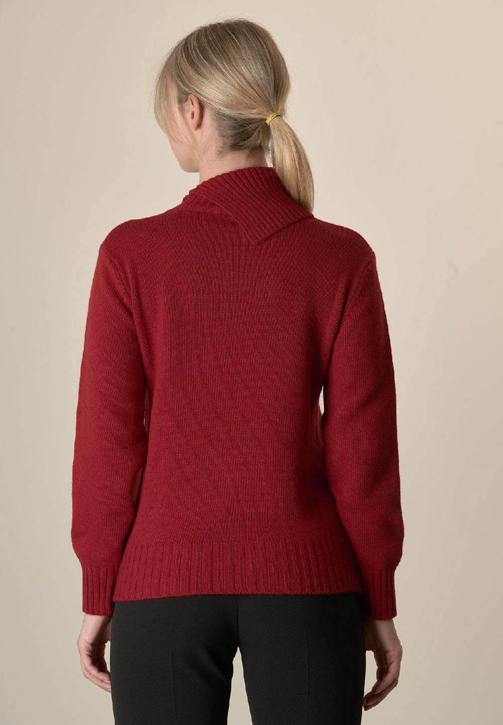 Angelico Maglia rossa collo spaccato treccia misto cashmere Prezzo Ridotto