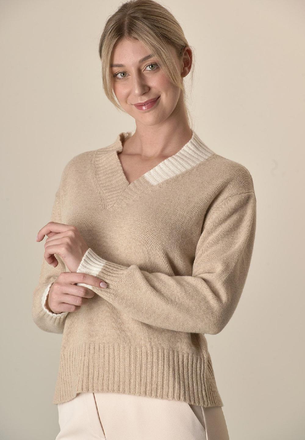 Angelico Scollo V beige misto cashmere Convenienza
