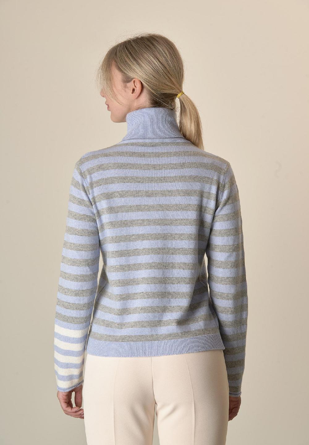Angelico Dolcevita azzurro grigio righe misto cashmere Novità