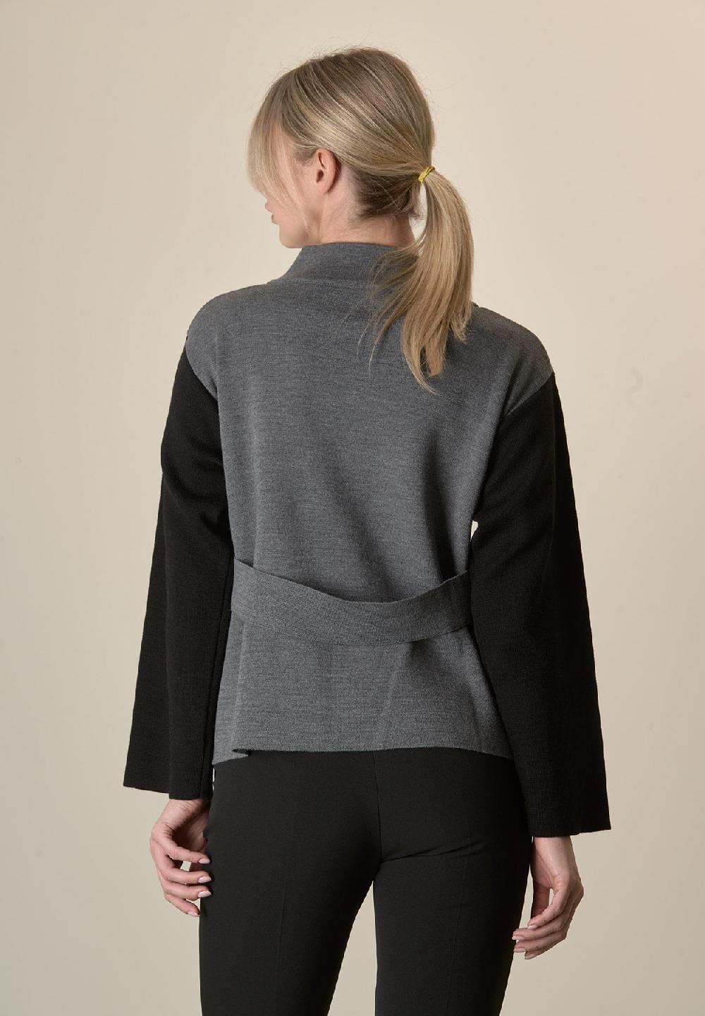Angelico Giacca in maglia grigio nero collo coreano Presa